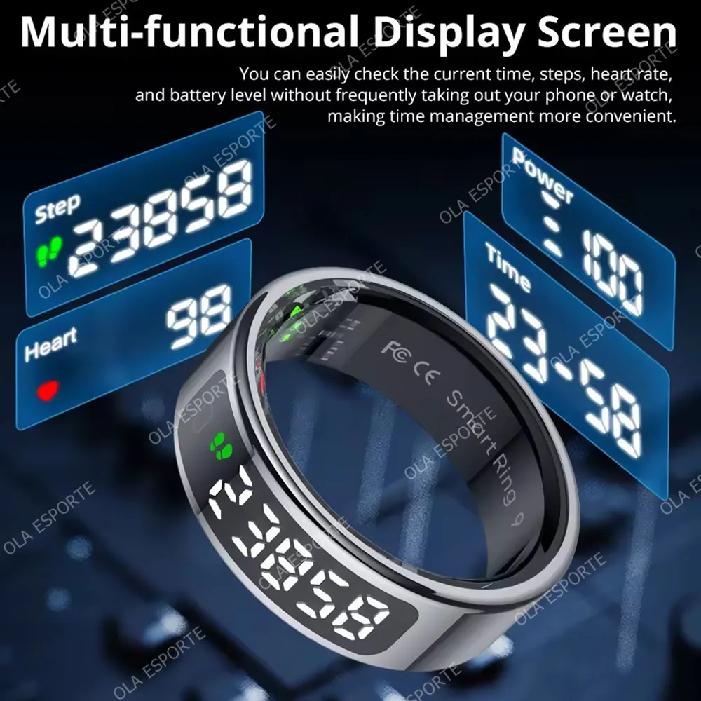 Anillo inteligente con pantalla táctil, cargador inalámbrico, administrador de salud, Control inteligente, anillo impermeable 5ATM para hombres y mujeres, nuevo de 2025