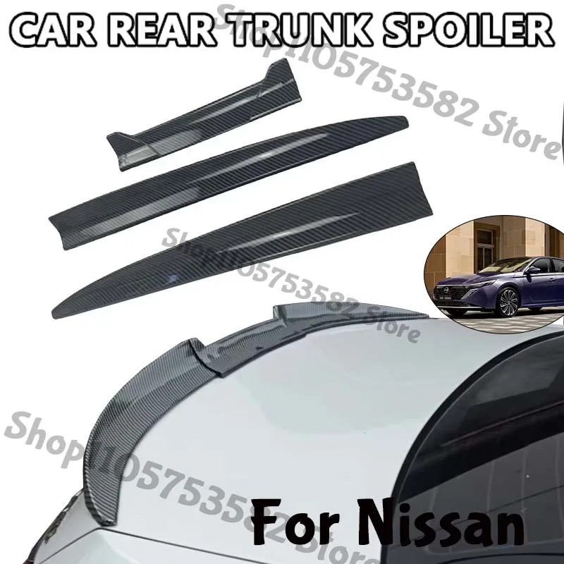 3Pcs DIY Cuttable Rear Trunk Spoiler Roof Wing Matte Black Universal Car Spoiler For Nissan Sedan Hatchback Modification