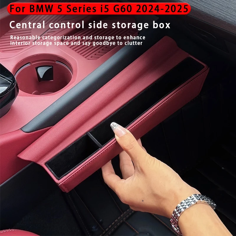 

﻿ For BMW 5 Series i5 G60 2024-2025 Car Center Console Storage Box PU Leather Seat Crevice Storage Box Interior Accessories
