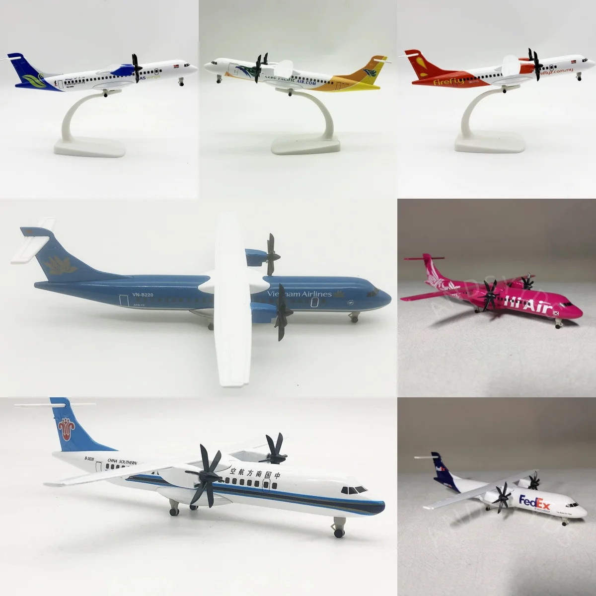 20cm ATR Series Airplane Replica Model Aircraft 1/400 Scale FedEx Korean Vietnam Aviation Metal Plane With Stand Ornament