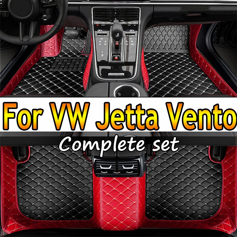 Leather Car Floor Mats For VW Volkswagen Jetta Vento A7 2019 2020 2021 2022 2023 Leather Car Matt Interior Parts Car Accessories