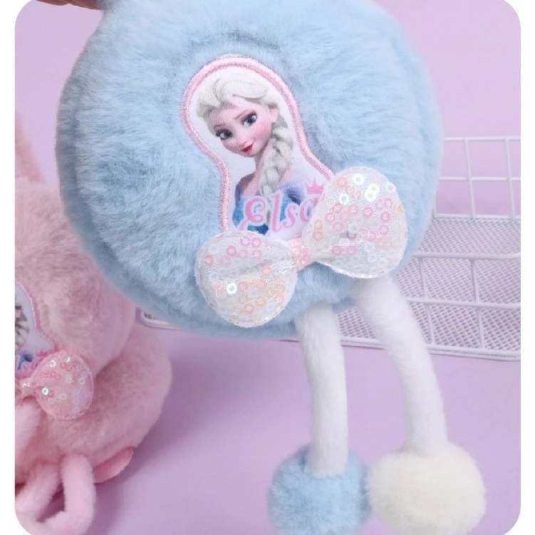 Miniso 디즈니 겨울왕국 어린이 귀 머핀 따뜻한 소녀 접이식 귀 머핀 플러시 학생 방풍 감기 방지 귀 머핀