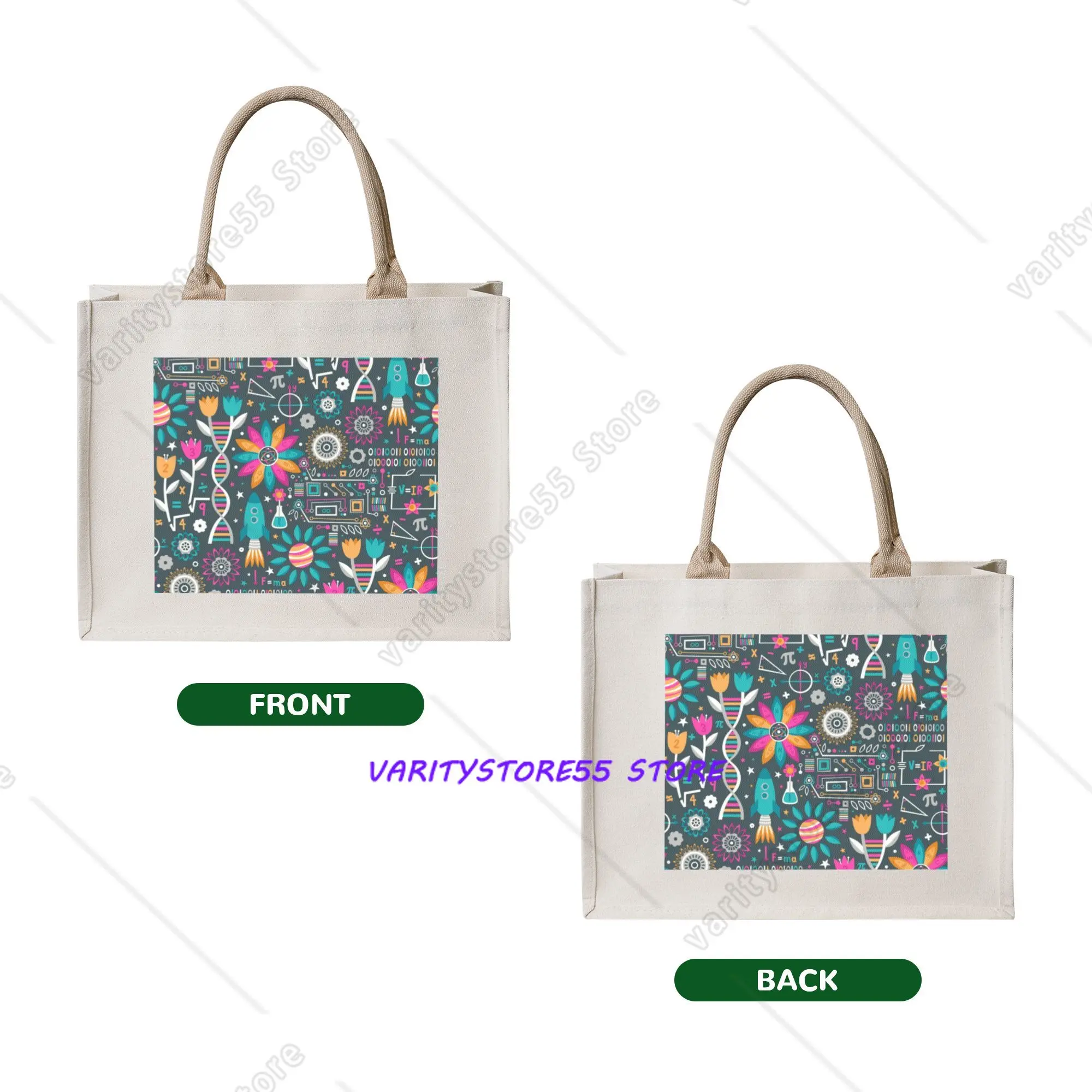 Flowers and Stems Shopping Bag Shopper Tote Shoulder Bag Large Capacity Portable Chemistry Biology Science Teacher Handbag