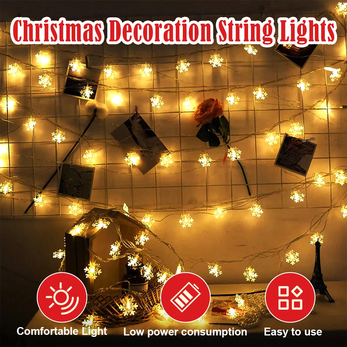 Leds Christmas String Lights Light Operated Solar White Star For Warm Tree Xmas Flash Strings Battery Decorations Stake 4M EU/US