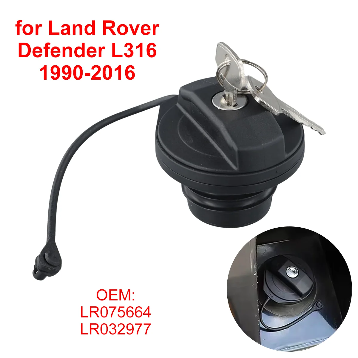 LR075664 for Land Rover Defender L316 L315 1990-2016 Car Locking Fuel Tank Cap with Keys
