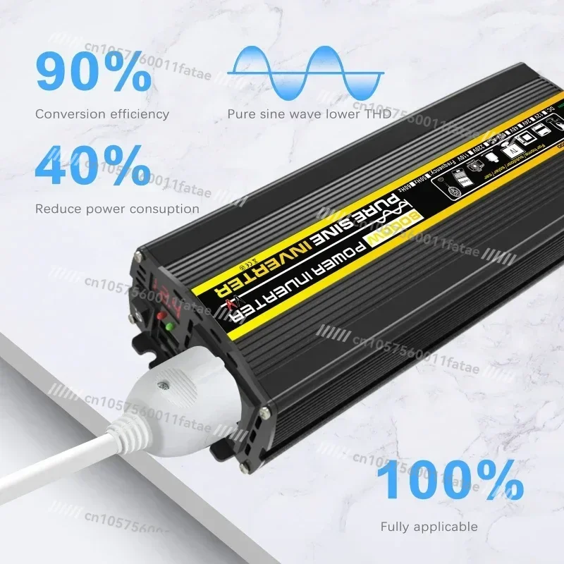 DC12/24V to 220V Converter Car Home Outdoor,10000W Pure Sine Wave Power Inverter Voltage Transformer Intelligent Digital Display