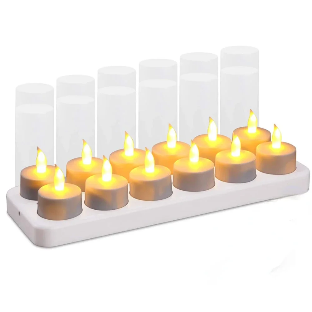 6/12Pcs LED Candle Lamp Rechargeable Creative Flickering Simulation Flame Candle Night Light Long Battery Life for Wedding Home