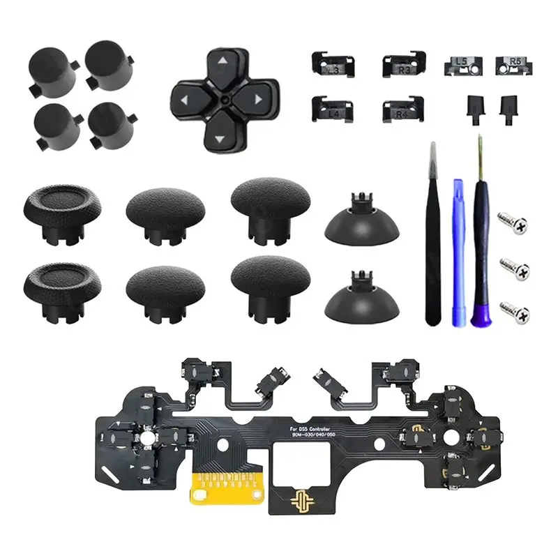 B31B Ergonomic Tactile Clicky Micro-Switch Hair Trigger Kit Joystick Cap for PS5 Controller BDM-030/040/050 12 Key Click Black