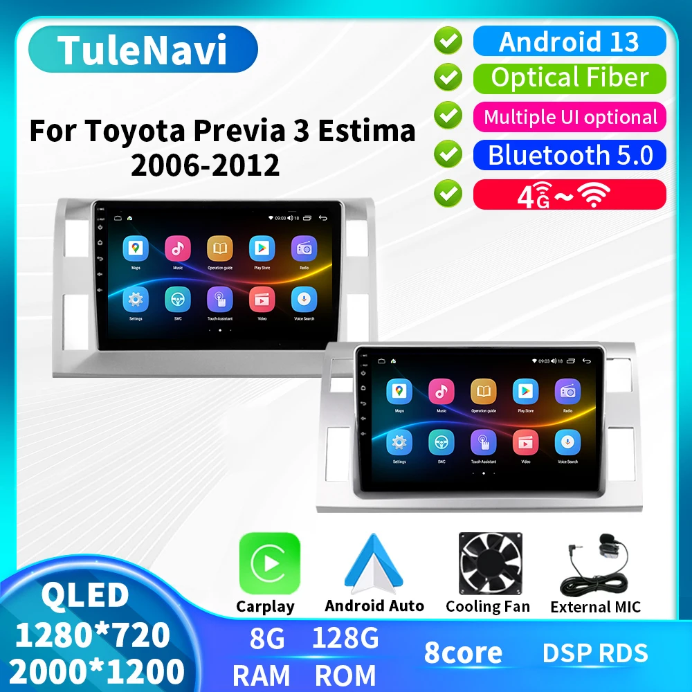 T7/T7Plus 2K 2000*1200 Screen Android Car Radio Carplay BT GPS Navigation Player For Toyota Previa 3 III XR50 Estima 2006 - 2012