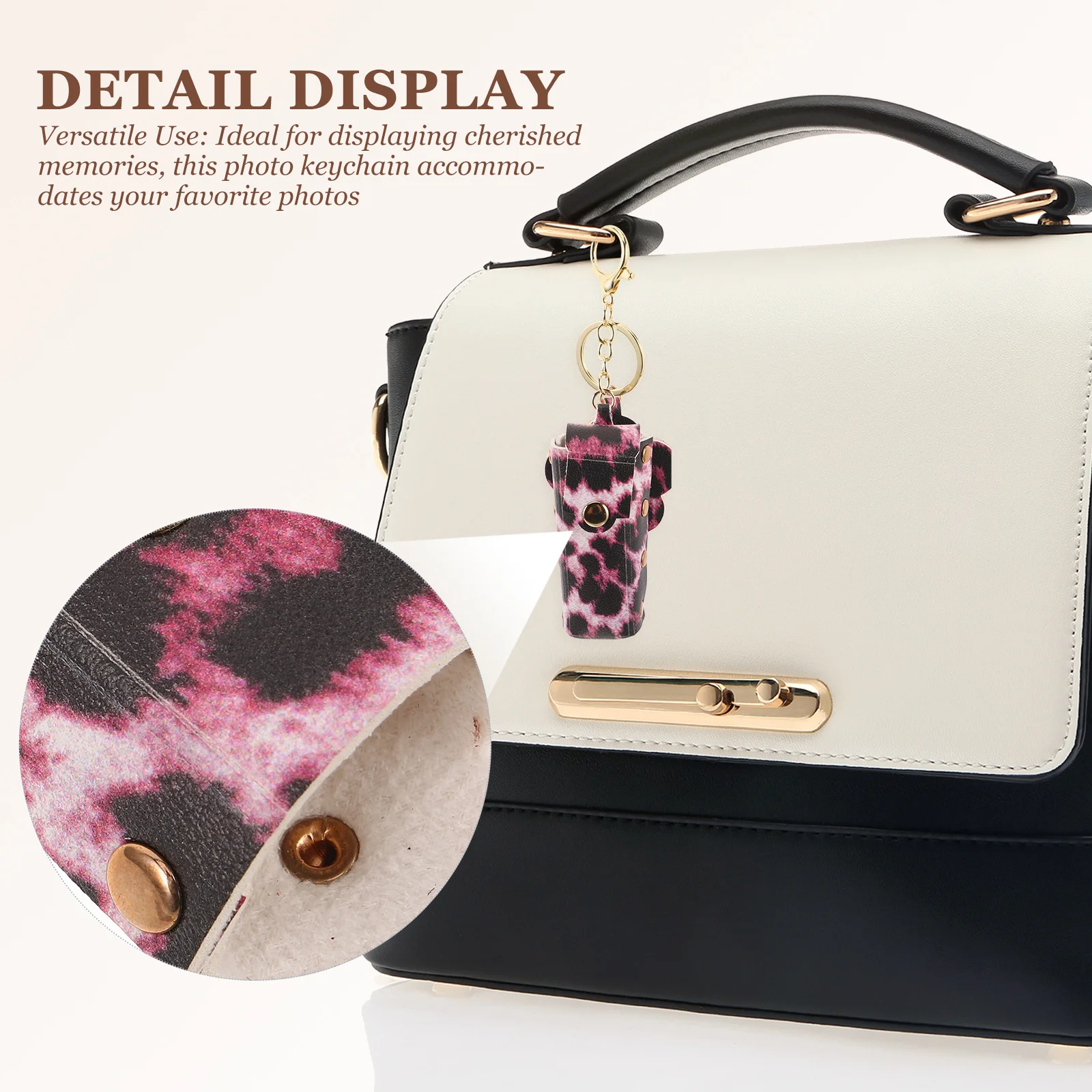 

2Pcs Lipstick Pouch with Mirror Mini Heart PU Holder Sleeve Pouch Leopard Design Portable Bag for Purse