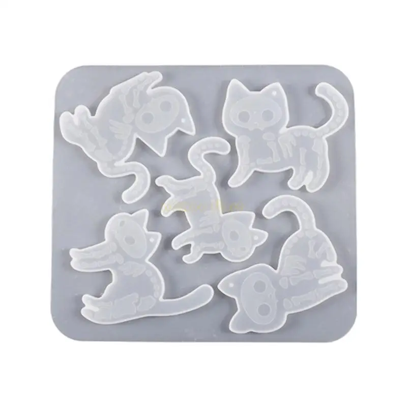 31BF Halloween Cats Pendant Resin Epoxy Mold Individualized Cats Keychain Earrings Mold Animal Display Decors Epoxy Molds