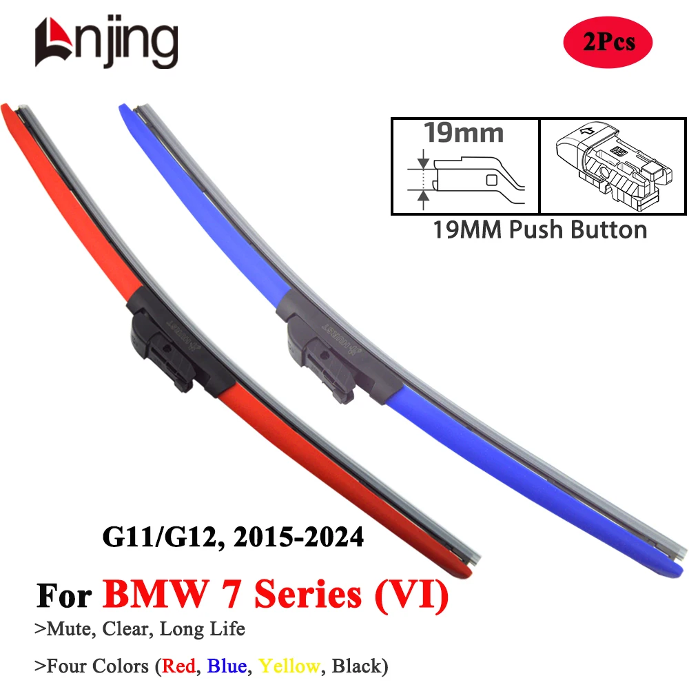 

LNJING Colorful Red Wiper Blade For BMW 7 Series G11 G12 730D 740D 750I M760I 2015 2016 2018 2019 2020 2021 2022 Car Accessories