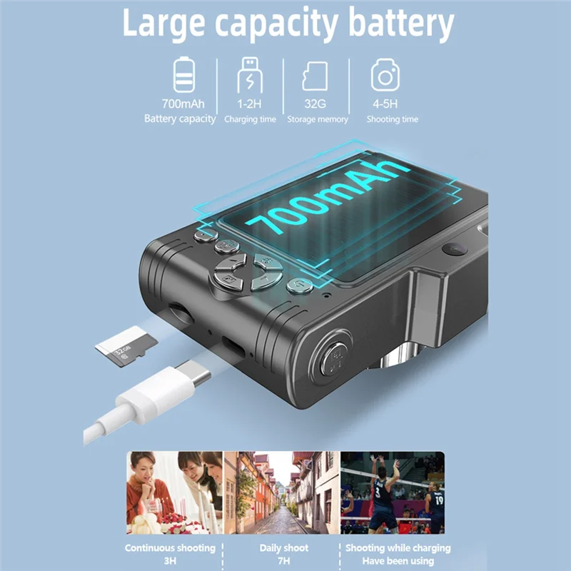 

Детская камера 1080P, 48 МП, двойной объектив, 8-кратный оптический зум, мини-камера CCD, 2,8-дюймовый TFT-экран, отличный подарок для девочек - розовый