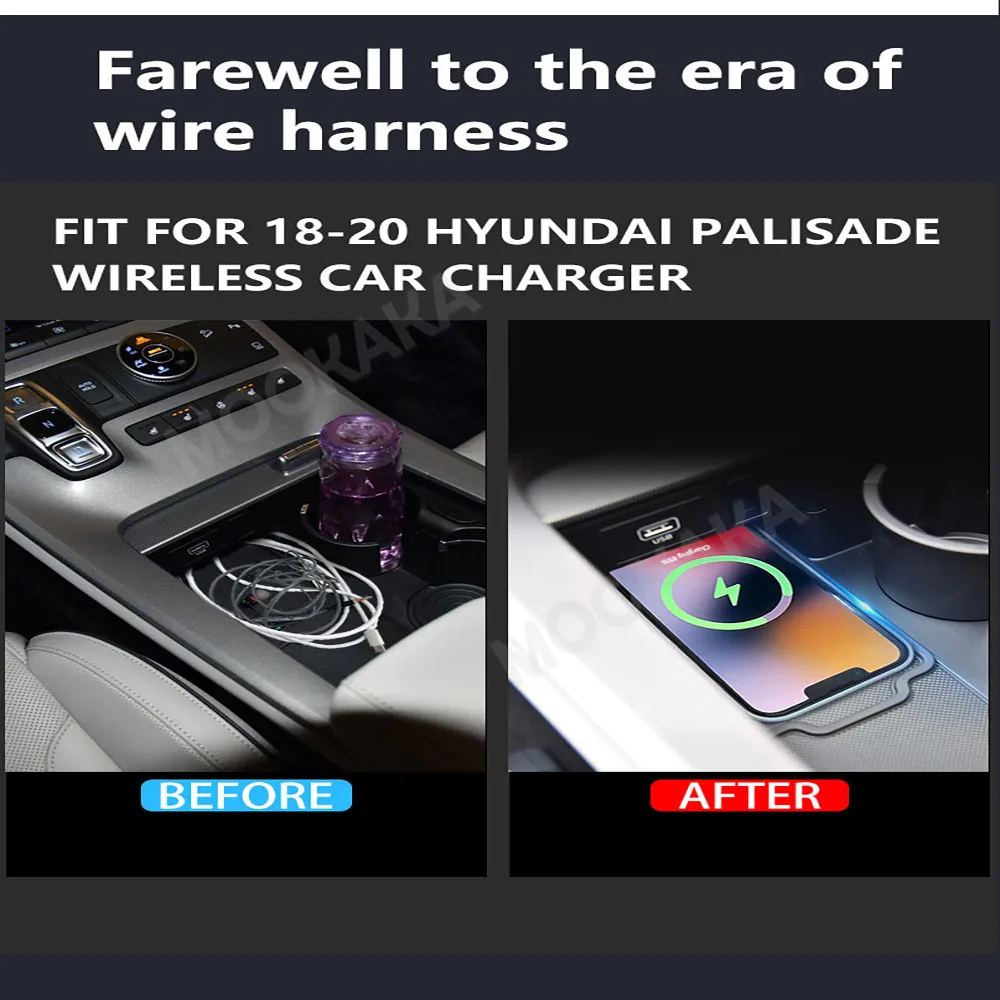 For Hyundai Palisade 2019-2021 Quick QI Car Wireless Charger Fast Charging Intelligent Infrared Mobile Phone Dashboard