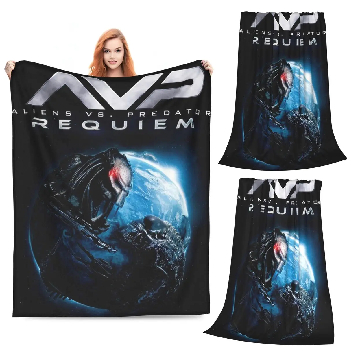

Alien Vs. Predator Predator Movie Blankets Flannel Sofa Throw Blanket Breathable for Couch Bedding Office Throws Bedspread Quilt