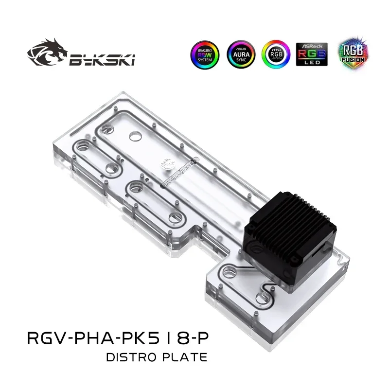 BYKSKI Acrylic Board Water Channel Solution Use for Phanteks PK518(Evolv X) Case / CPU GPU Block / 3PIN RGB / Acrylic Reservoir