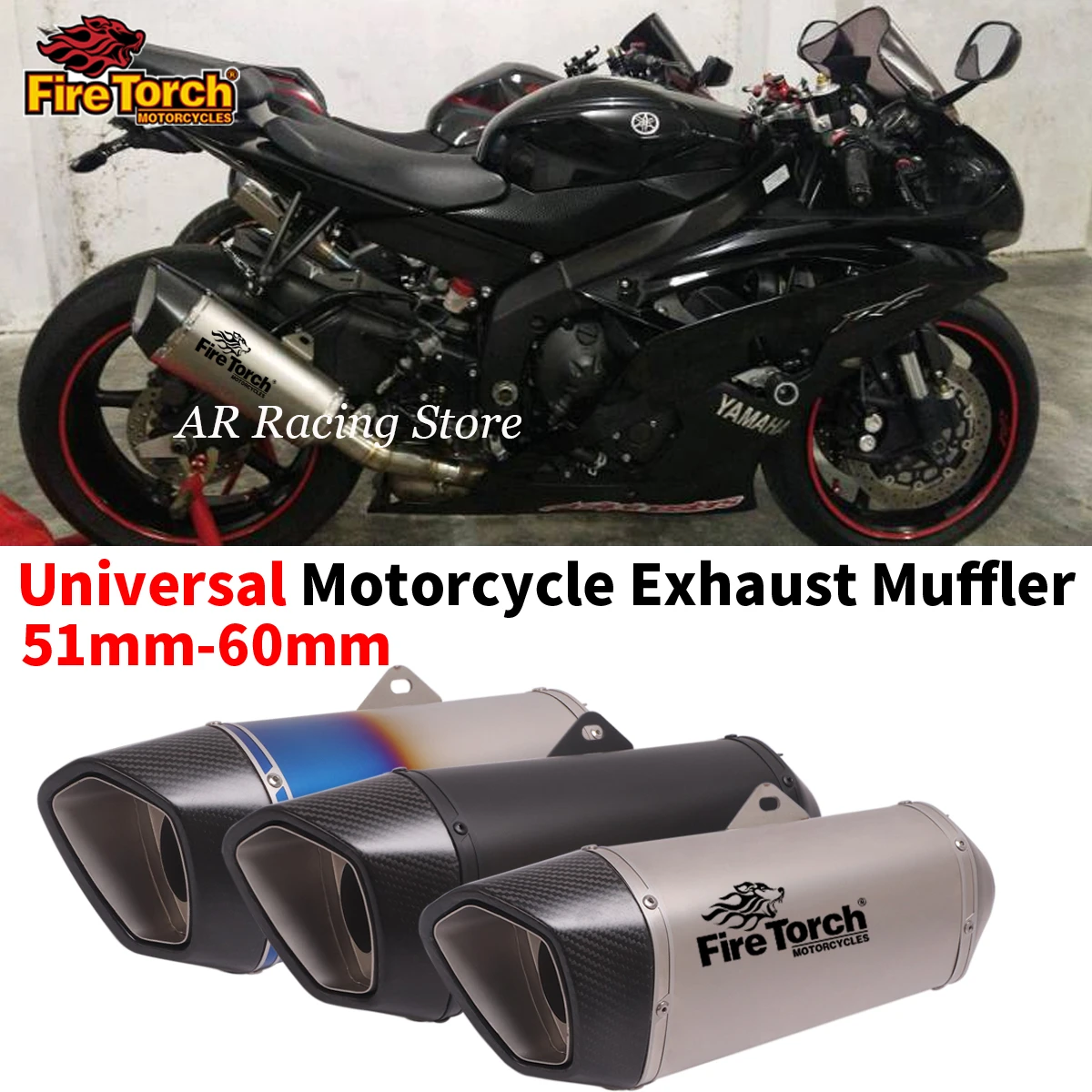 51mm 60mm Universal Motorcycle GP Exhaust Pipe Modified Carbon Muffler Carbon Db Killer For Er6n Z900 Z800 F800gs S1000rr R6