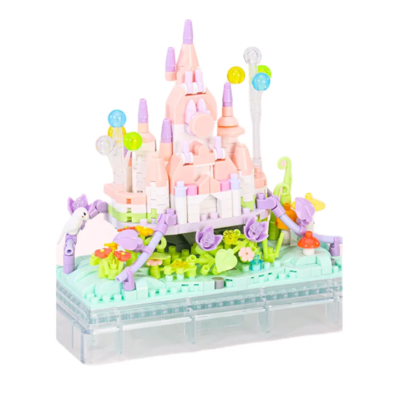 Dream Castle Building Blocks para crianças, brinquedos educativos de montagem, modelo de ornamento de meninas, cenário de rua