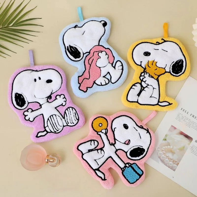 

Snoopys Cute Hanging Towel Kitchen Hand Towels Bathroom Soft Absorbent Handkerchief Cartoon and Anime Character Kawaii Dishcloth