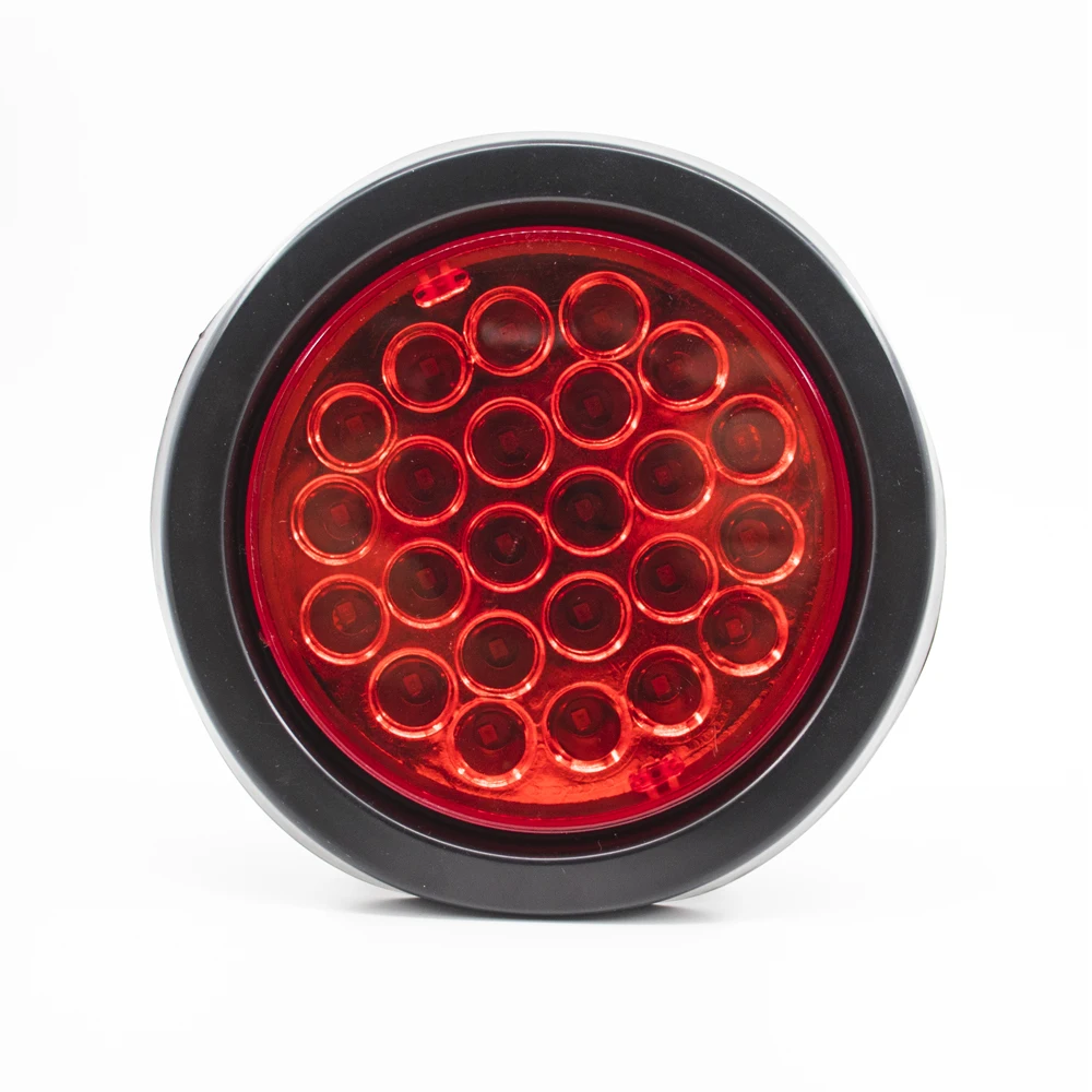 2Pcs 12V 24V 24 Round LED Rear Tail Light Brake Stop Side Marker Warning Indicator Reflector Truck Trailer Red Yellow White Lamp