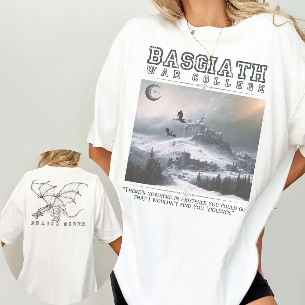 Dragon Rider Shirt 100%Cotton Y2K Tee Retro Fourth Wing Basgiath War College Shirt Loose Shirt For Unisex Rebecca Yarros Apparel