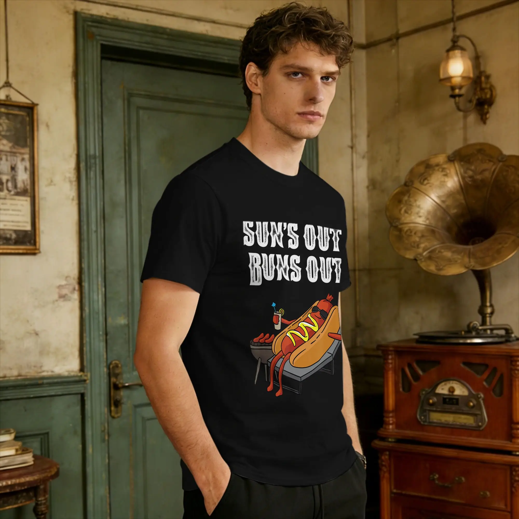 Suns Out Hot Dog Buns Out Sausage BBQ Food Lover Gift T-Shirt Summer  Harajuku T Shirts Cotton Breathable Oversize Tees Tshirt