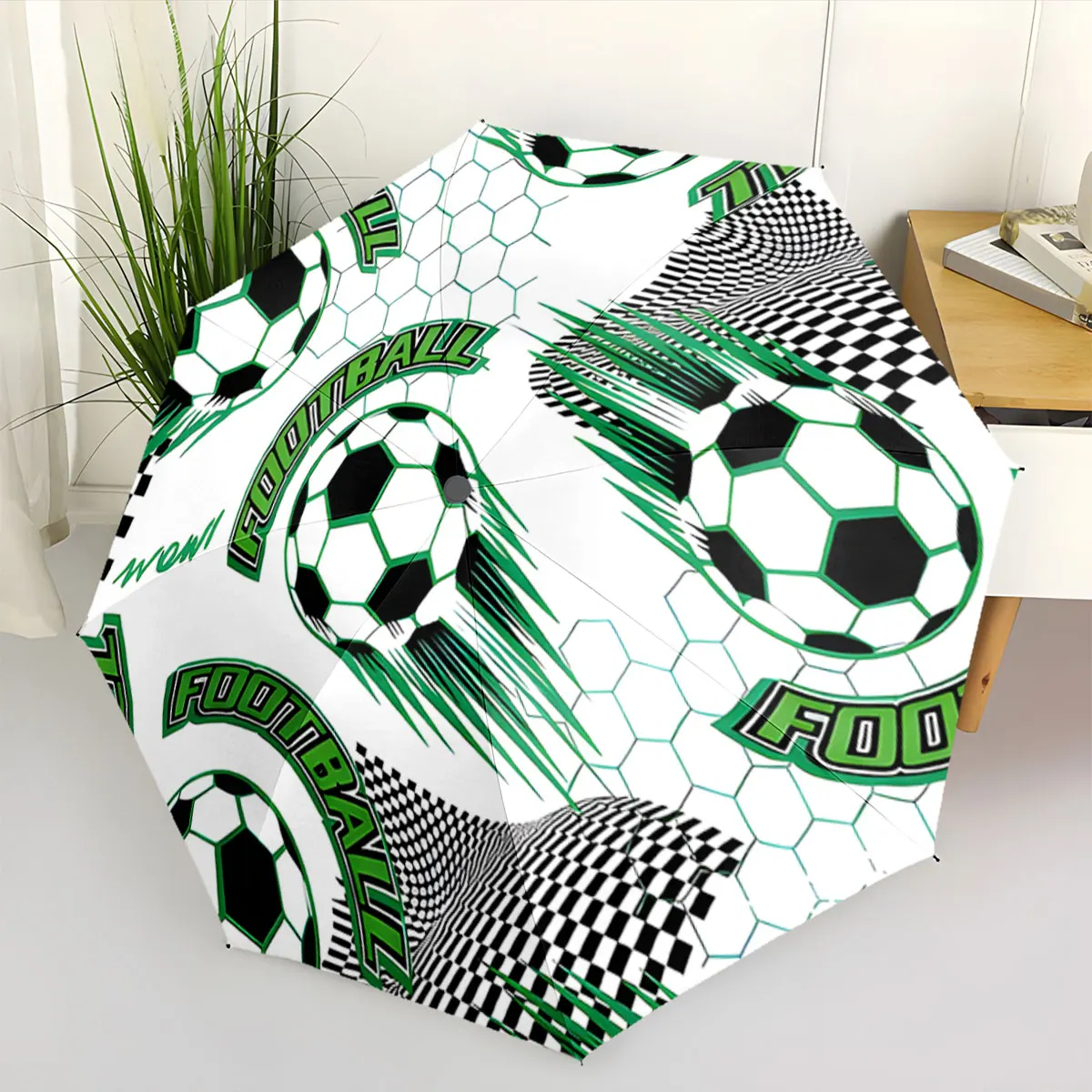Soccer Balls Football Speed Lines Umbrella Auto Open Windproof Sport Fan Gift Sport Fans Gift Travel Fashion Print Cute Art