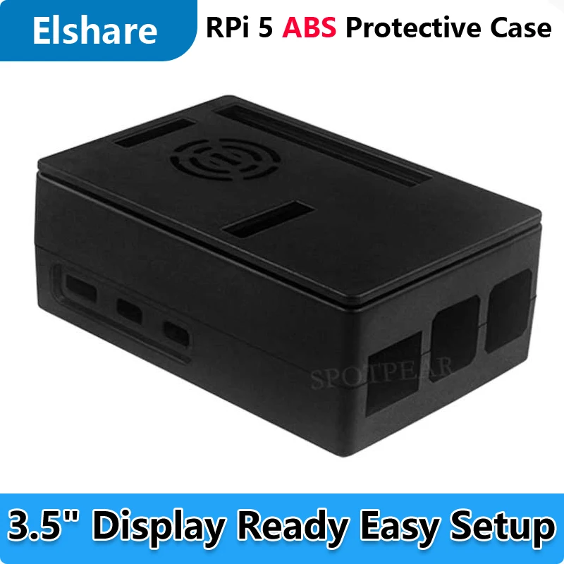 

Корпус из АБС-пластика Raspberry Pi 5, 3,5-дюймовый дисплей с отверстием для вентилятора, совместимый, универсальный, со съемной крышкой и креплением для вентилятора