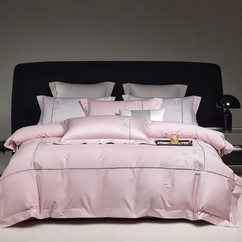 1200TC Egyptian Cotton Embroidery Luxury Bedding Set Double Queen King Size Duvet Cover Bed Sheet/Fitted Sheet Pillowcases 4Pcs