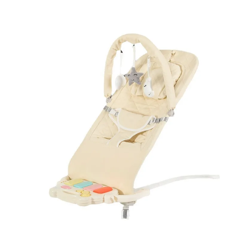 Foldable Portable Infant Rocking Chair Newborn Baby Sleep Soothing Swing Cradle with Music Universal Wheels Baby Soothing Bounce