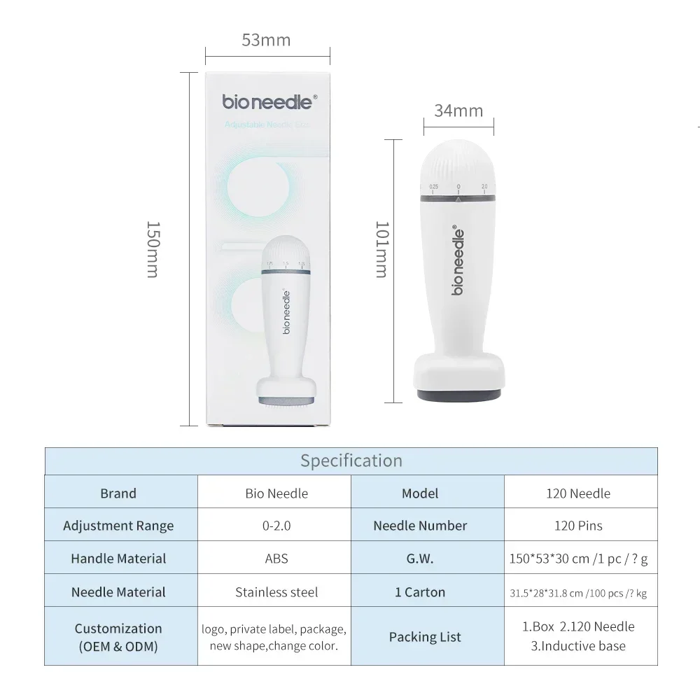 Besillac-Timbre de Derma réglable, 120 broches, soins de la peau, système de rouleau Micro illac, perte de cheveux, barbe, thérapie de croissance des cheveux