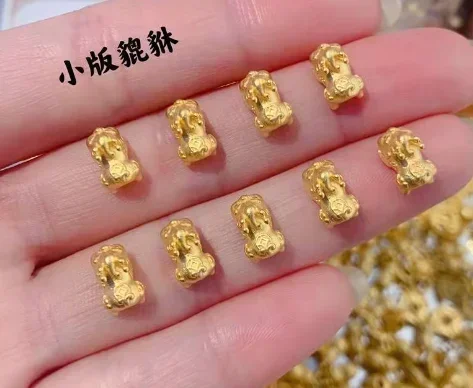 

gold24k pure pixiu baby 999 real charms diy bracelet small pixiu fine charms