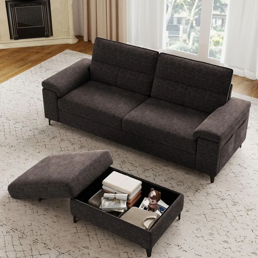 

L Shaped Sectional Couches for Living Room, Deep Seat Sofa with Storage Ottoman amp 8Cushion, Comfy 2Seater Chenille Loveseat,