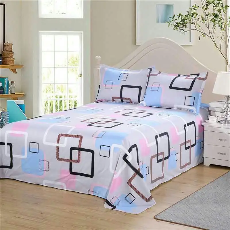 Flat Sheets Printed Washed Household Comfortable Students Queen King Size Bed Cover Breathable Single Double Bedspread Trendy