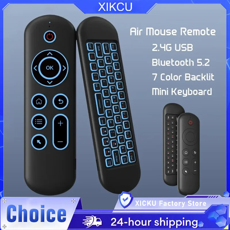 Replacement Remote Control M5 with 2.4G 7 Color Backlit Wireless Air Mouse Keyboard for Android TV Box,Windows