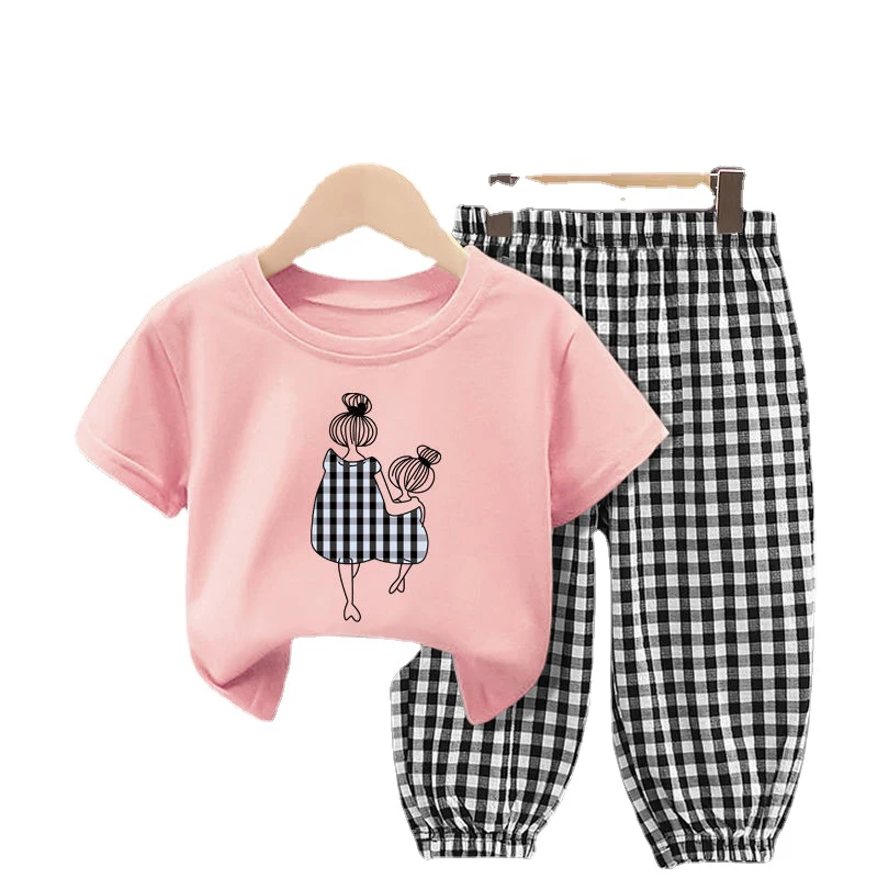 Summer Sets Children\'s Clothing Girls Mother Kids Toddler Clothes Cute Fashion Cotton T-shirt Top Pants 2pcs Baby Girl Clothes