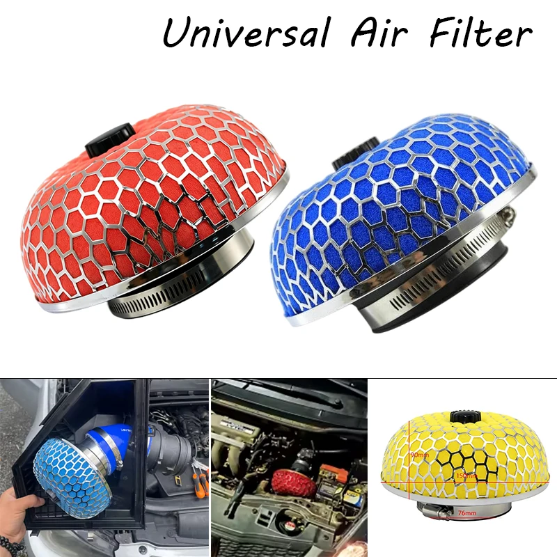 

Универсальный воздушный фильтр-грибок 76 мм, моющийся, высокопроизводительный, 3 дюйма, для очистки воздуха, холодный впуск, профессиональные автозапчасти