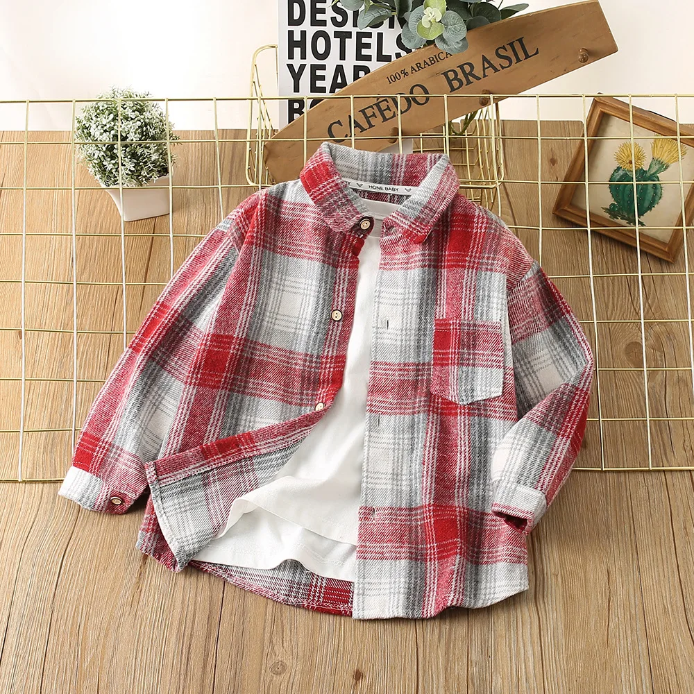 Kids Shirts Boys and Girls Shirts Plaid Printed Girls Blouse Children Clothing for Boys Blouses 2 To 8 Years