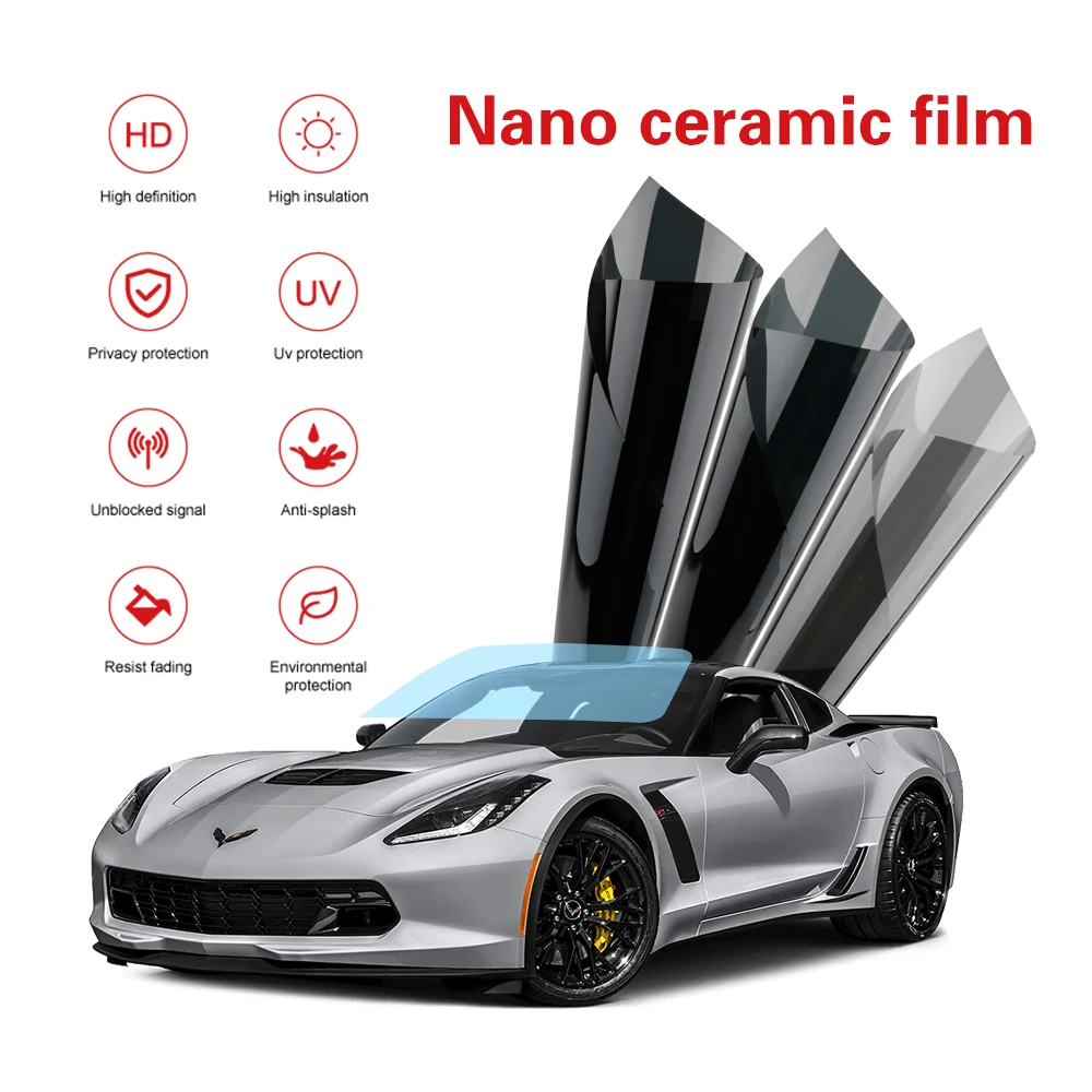 

1 м х 5 м, высококачественная нано-керамическая изоляционная оконная пленка для конфиденциальности, взрывозащищенная наклейка для окрашивания окон автомобиля на лобовое стекло