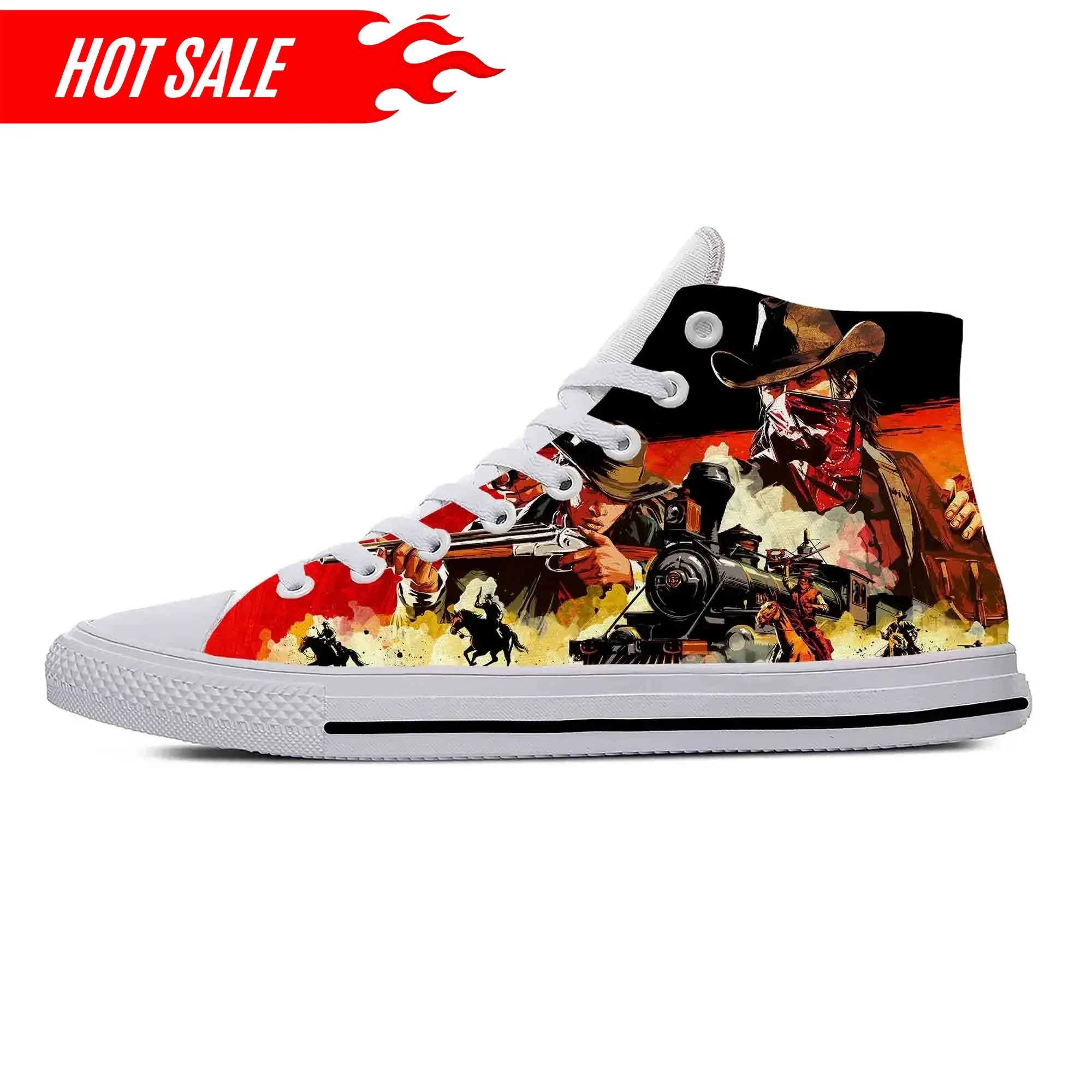 Hot Cool Red Dead Redemption RDR2 Anime Cartoon Game Funny Casual Cloth Shoes High Top Men Women Sneakers Classic Board Shoes