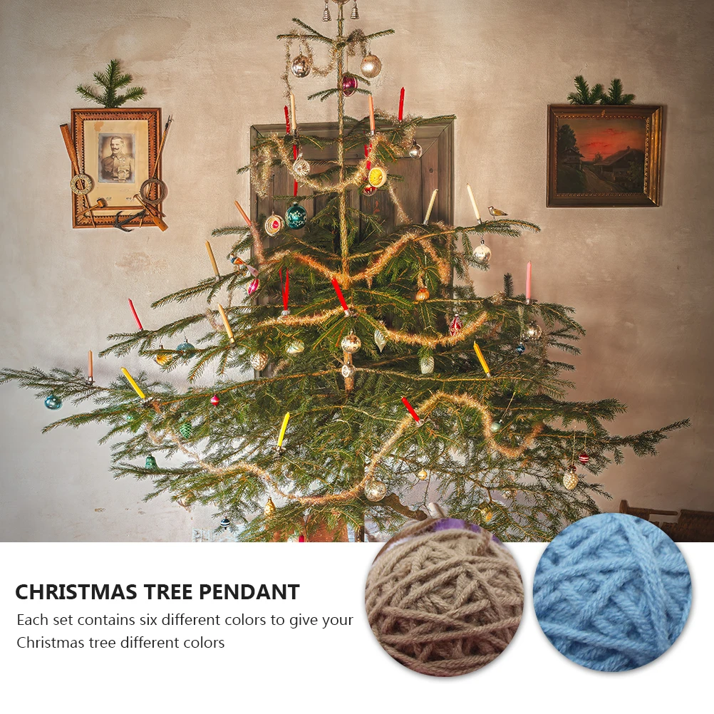 

6 pcs 5Cm Woolen Yarn Balls Christmas Tree Decoration Handmade Colorful Pendant For Holiday Party Diy Ornament String Ball
