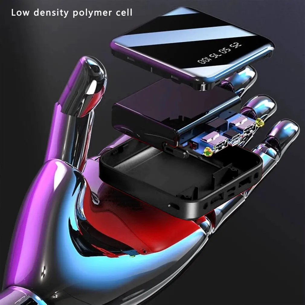 New Power Bank Case 4 in 1 Battery Charge Storage Box Shell USB Type C with Flashlight For Charging Mobile Phones Fast shipping