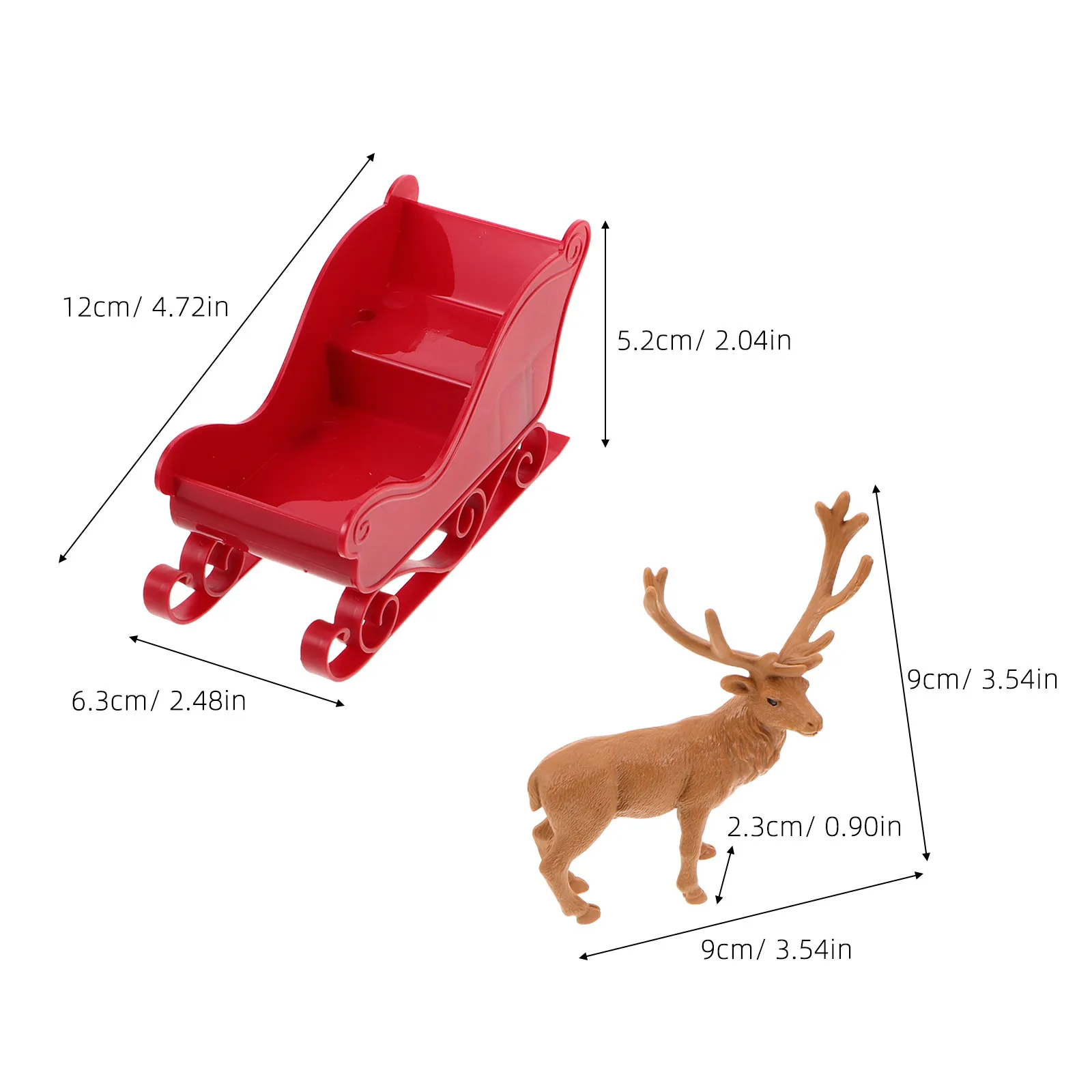1Set Christmas Reindeer Sleigh Decor Elk Sculpture Xmas Tabletop Ornament Holiday Desk Mantelpiece Sled Accent