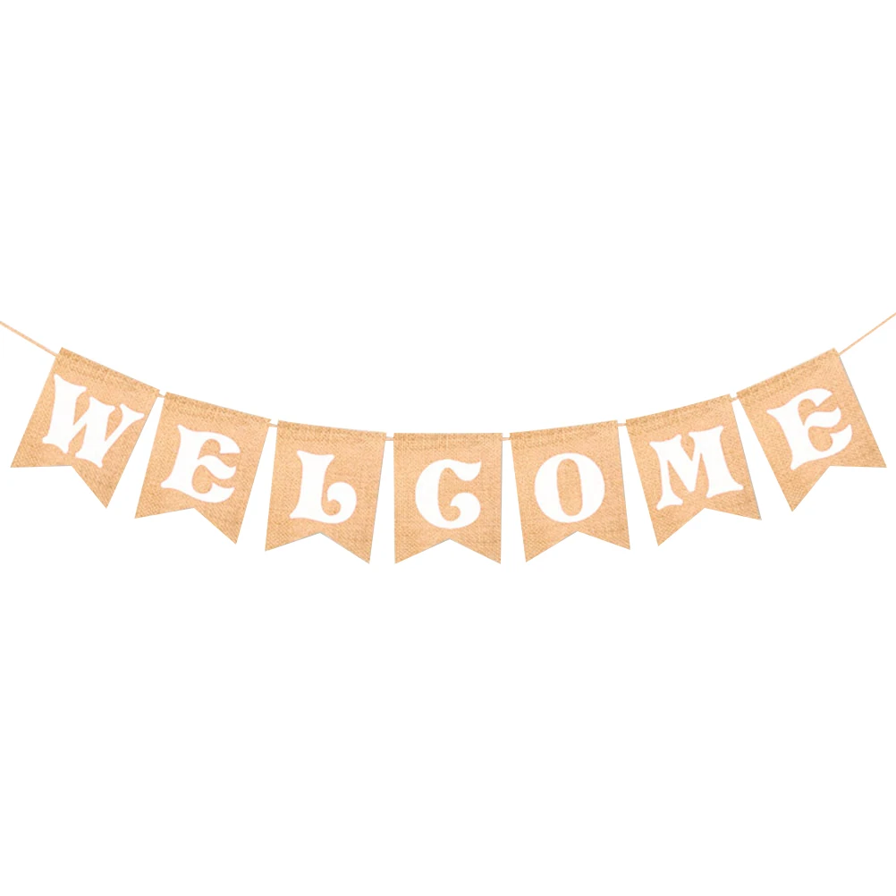 

Letters Swallowtail Flag 5x6.7 Inch Burlap Banners Party Welcome Decorations Wedding Birthday Christmas Garlands Flags 78.7 Inch