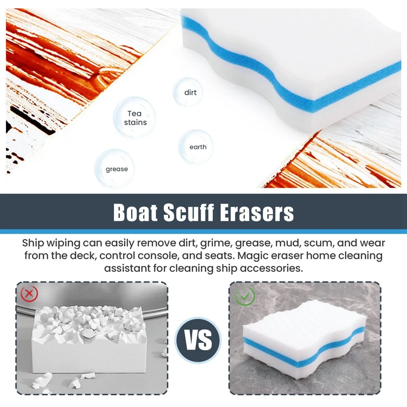 New10 Pack Boat Scuff Erasers Extra Thick Durable Boat Sponge For Cleaning Streak Deck Marks Magic Boating Accessories