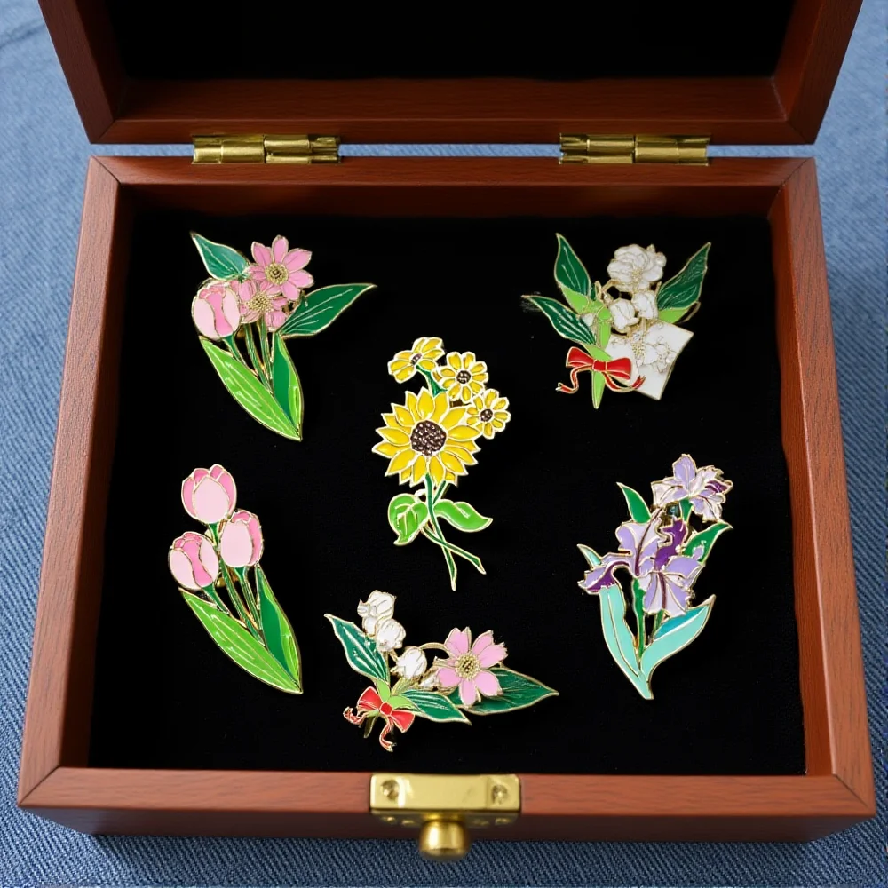 Cute Flower Enamel Pins Cartoon Garden Brooch Metal Badge for Backpack Clothing Accessories Jewelry Gift Women Girls