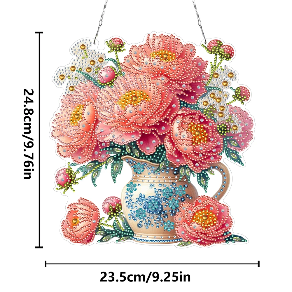 Acrylic 2D Flat DIY Diamond Painting Set Rhinestone Diamond Art Window Pendants Diamond Art Pendant DIY Home Decor Hanging Charm