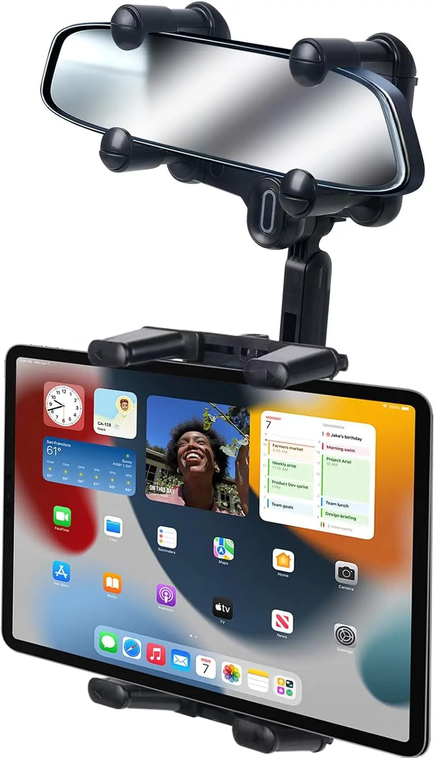 

Car Phone Mount, 360° Rotatable Rear View Mirror Holder for iPhone, iPad, Foldable Phones