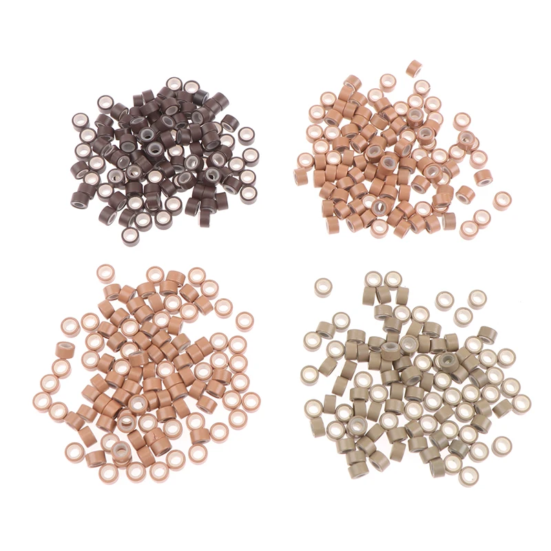 100Pcs Silicone Nano Rings For Nano Rings Copper With Silicone Lined Hair Beads Hair Rings Hair Extension Tools 5.0*3.0*3.0mm