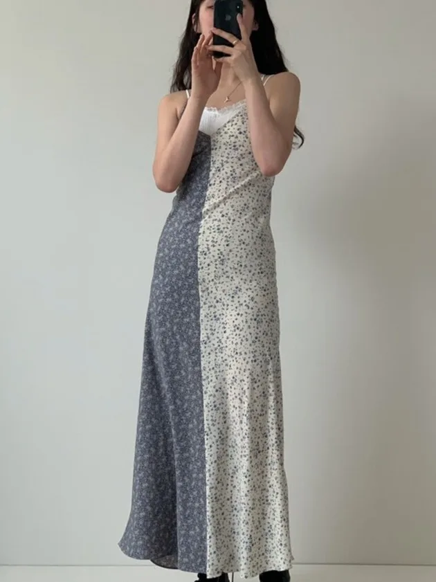 Floral ter Dr Women Chic Sweet Girl V-ne Slimming Inner Wear Summer Dr Casual วัสดุน้ำหนักเบาสบาย